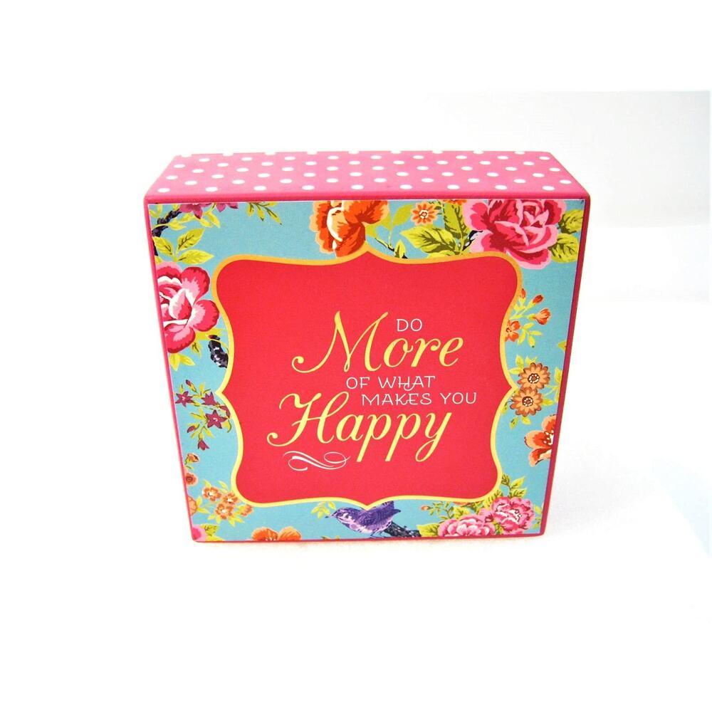 Inspirational Affirmation Wood Block Novelty Tabletop Shelf Desk Box Sign 5x5